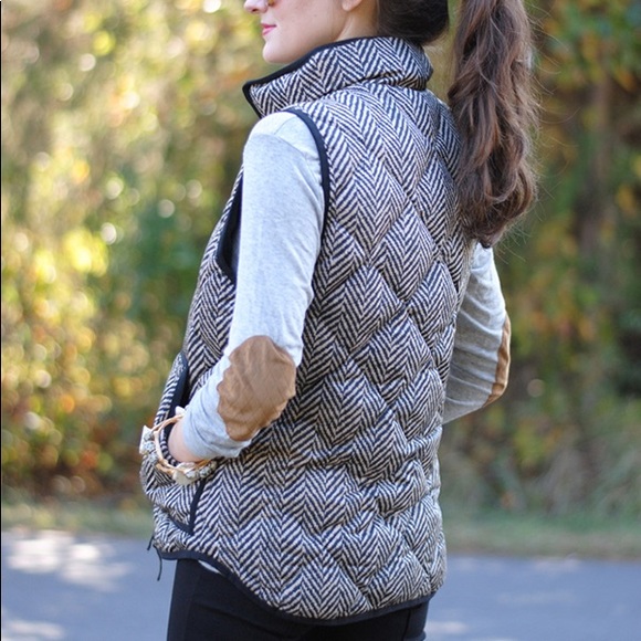 herringbone puffer vest